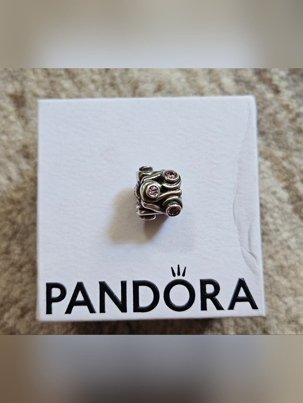 Pandora Retired Ocean Waves Sterling Silver Charm with Purple Crystals ✨️